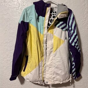 VOLCOM NIMBUS Womens' Purple Mint Yellow Snowboarding Ski Jacket Coat